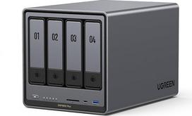UGREEN NASYNC DXP4800 Plus 4 lizdų stalinis NAS, "Intel Pentium Gold 8505" 5 branduolių procesorius, 8GB DDR5 RAM, 128G SSD, 1 x 10GbE, 1 x 2,5GbE, 2 x M.2 NVMe lizdai, 4K HDMI, tinklo saugykla (be disko)
