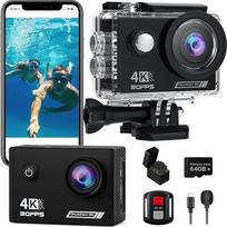 Veiksmo kamera 4K30fps, povandeninė kamera, WiFi kamera, 20MP HD 170°FOV su EIS šalmo kamera, 40m/131ft vandeniui atspari kamera su 2 baterijomis, 64G SD kortele ir šalmo tvirtinimo priedų rinkiniais