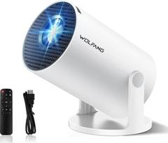 [Integruotos programos ir "Android 11.0"] WOLFANG nešiojamasis projektorius 20000 liuksų, 4K, palaiko 180° pasukimą ir automatinį posūkio kampą, suderinamas su "TV Stick/Windows/iOS/Android/HDMI/USB (1080P)
