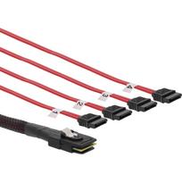 InLine® SAS Anschlusskabel, Mini SAS SFF8087 an 4x SATA, Crossover, OCF, 0,5m (27610C)