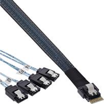 INLINE - Internes SAS-Kabel - SAS 12Gbit/s - 4i Slim SAS (S) Verriegelung zu SATA (S) Verriegelung - 50 cm - Schwarz