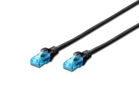 DIGITUS Premium - Patch-Kabel - RJ-45 (M) bis RJ-45 (M) - 0.5 m - UTP - CAT 5e - mit Knickschutz - Schwarz