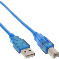 InLine® USB 2.0 Cable Type A male / Type B blue transparent 3m