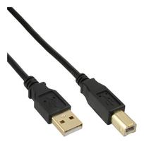 InLine® USB 2.0 Cable Type A male / Type B male black, gold plated, 0.5m