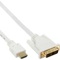 InLine HDMI-DVI Kabel - weiß / gold - HDMI Stecker auf DVI 18+1 Stecker - 3m