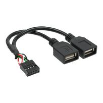 InLine® USB 2.0 Adapter Cable internal 2x USB Type A female / mainboard header