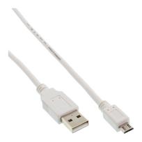InLine® Micro-USB 2.0 Kabel, USB-A Stecker an Micro-B Stecker, weiß, 5m (31750W)