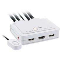 KVM Switch - 2-fach - USB-C + HDMI zu HDMI - 4K - mit Audio - integr. Kabel (62614I)