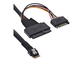 InLine® Slim SAS Kabel, SFF-8654 zu U.2 SFF-8639 + SATA Strom, 24Gb/s, 0,5m (27644A)