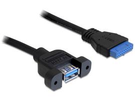 DeLOCK USB3.0 Pin Header - USB-Kabel intern auf extern - 9-polig USB Typ A (W) - 19-polige USB3.0-Stiftleiste (W) - 50cm (USB3.0) - Schwarz (83118)