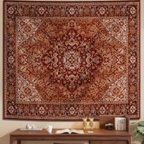 Boho Mandalos Sieninė Gobeleninė Pakaba Miegamajam, Hipio Estetikos Bohemiškas Vintage Sienų Menas Svetainės Dekoru, Indiški Gėlių 150x130CM brown