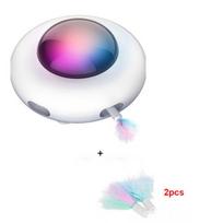 Interaktyvus automatinis kačių žaislas, išmanusis žaislinis NSO, augintinių patefonas, gaudymo dresūros žaislai, USB įkrovimas, kačių žaislinis žaislas, keičiamos plunksnos balta