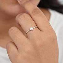 Minimalistinis baltos perlo žiedas krovimui, 925 svarų sterlingų sidabras, rankų darbo boho žiedas moterims 4 sidabras