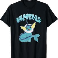 Pokémon Mielas Ikoniškas Vaporeon Vandens Burbulas Didelis Krūtinės Plakatas Marškinėliai S juoda