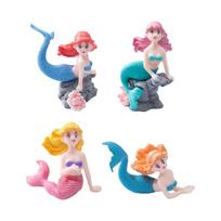 4Pcs Kawaii Reef Mermaid Doll Fish Tank Aquarium Decorations Ornaments Home Decor Cute Cake Topper Toy Gift DIY Decoration