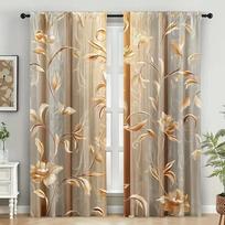Retro europietiško gėlių rašto užuolaidos, langų dekoracijos, namų dekoracijos, kambarių dekoracijos 14Wx39L(35x100CM)x2 beige