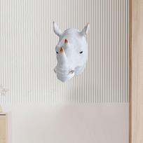 Rhino Head Sculpture Statue Gift Decoration Crafts Collection Animal Wall Decor Figurine for Indoor