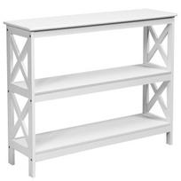 Costway konsolinis stalas šoninis stalas pramoninio dizaino su lentyna prieškambario stalas 100 x 33 x 80 cm baltas