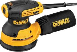 "DeWalt" atsitiktinių orbitų šlifuoklis su įsiurbimo sistema, dulkių gaudykle, dulkių nepraleidžiančiu jungikliu ir pavarų dėžės korpusu - mažos vibracijos šlifuoklis su galingu varikliu - 280 W - 125 mm - DWE6423