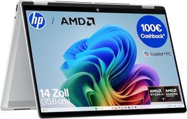 "HP OmniBook X Flip 2-in-1" naujos kartos nešiojamasis kompiuteris su dirbtiniu intelektu, "AMD Ryzen AI 7 350" (8C), dedikuotas NPU dirbtiniam intelektui, 50 NPU viršūnių, "Copilot+" kompiuteris, 14 colių WUXGA 1920 x 1200 jutiklinis ekranas, 16GB, 512