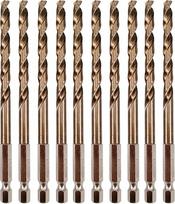"Hymnorq Twist" grąžtų rinkinys, 1/4" šešiakampis kotas greitam atlaisvinimui, 135 laipsnių savaiminio centravimo dalijamasis smaigalys M35, kobalto plienas, skirtas aliuminiui, geležies lydiniui, nerūdijančiam plienui, supakuotas laikymo dėžutėje