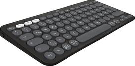 "Logitech Pebble Keys 2 K380s", belaidė kelių įrenginių "Bluetooth" klaviatūra su pritaikomais specialiaisiais klavišais, plona, mobili, lengvai perjungiama - "Windows", "macOS", "iPadOS", "Android", "ChromeOS", vokiška QWERTZ, grafito spalvos