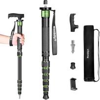 "Manbily Monopod" fotoaparatas 168 cm žygių lazdos Aliuminio kelionių monopodas Nešiojamas kompaktiškas lengvas su vaikščiojimo lazdos rankena Nešiojimo krepšys 7 kg apkrovos talpa DSLR fotoaparatui Vaizdo kamera (A-555L) Žalia