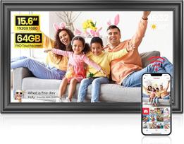 64GB "Frameo" 15,6 colių skaitmeninis nuotraukų rėmelis - FHD 1920 x 1080P, automatinio sukimosi elektroninis skaitmeninis nuotraukų rėmelis, iš karto dalijamasi nuotraukomis / vaizdo įrašais
