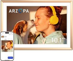 ARZOPA D10 Metalinis skaitmeninis nuotraukų rėmelis 10,1 colio Nemokama debesų saugykla WALN nuotraukų rėmelis Skaitmeninis HD jutiklinis ekranas Be prenumeratos Dalytis nuotraukomis Vaizdo įrašai Individualus sveikinimo atvirukas dovanai - D10 Gold
