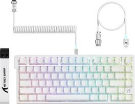 ATTACK SHARK R82 laidinė 75% žaidimų klaviatūra, magnetinis jungiklis, 8K Hz, itin tikslus 0,005 mm RT, RGB apšvietimas, QWERTY, garso sugėrimas, su C01ULTRA LED kabeliu (Contour White)