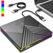 Išorinis DVD diskas, RGB CD diskas, išorinis USB 3.0 Type-C, išorinis CD DVD+/-RW įrašymo įrenginys, išorinis optinių diskų įrenginys, skirtas kompiuteriui, nešiojamajam kompiuteriui, staliniam kompiuteriui, "MacBook", "Mac OS", "Win11/10/8/7/XP", "Linux