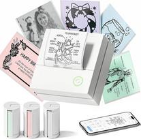 Lipdukų spausdintuvas, PM290 mini spausdintuvas išmaniesiems telefonams, "Bluetooth" terminis mini spausdintuvas su 3 popieriaus ritinėliais, mini spausdintuvas užrašams, dienoraščiams, "pasidaryk pats" dovanoms - mokykla, biuras, baltas, 1 pakuotė