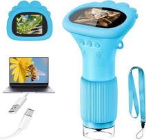 Mikroskopas vaikams, skaitmeninis mikroskopas su 2,0 colių IPS ekranu, 200 kartų didinančiu stiklu, 8 LED lemputėmis, mobiliojo telefono mikroskopas, USB kišeninis mikroskopas - mėlynas