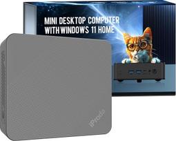 Mini kompiuteris 12 kartos "Alder Lake N100" procesorius (iki 3,4 GHz), 8GB DDR4, "Windows 11 Home" mini kompiuteris su 256GB SATA SSD 4K dviejų ekranų mikrokompiuteriu WiFi6/Bluetooth 5.0/USB3.2 (pilka)