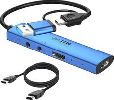 YCE vaizdo įrašymo kortelė 4K HDMI į USB-C/USB 3.0 4K/30Hz Loop Out 1080P 3,5 mm garso išvesties fiksavimo kortelė su 2M laidu Žaidimų fiksavimo HDMI į USB adapteris tiesioginėms transliacijoms, žaidimams, vaizdo konferencijoms