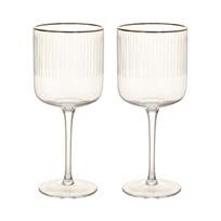 Vyno taurės su auksiniu kraštu, 2 vnt., aukštis 19,7 cm, 400 ml