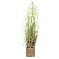 Dirbtinė gėlė SODE H87cm, balta campanula, žolė su vazonu