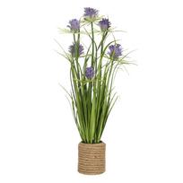 Dirbtinė gėlė GARDEN H70cm, violetinė chrizantema, žolė su vazonu