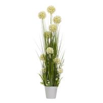 Dirbtinė gėlė GARDEN H120cm, baltas hiacintas, žolė su vazonu