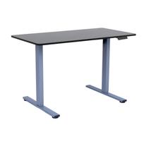 Rašomasis stalas ERGO FIT su 1 varikliu 120x60xH71,5-116cm, juodas/ sidabriškai pilkas
