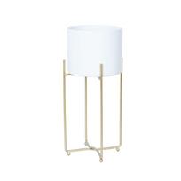 Gėlių stovas DEIA WHITE M 21,5×20,5xH47cm, baltos/auksinės spalvos