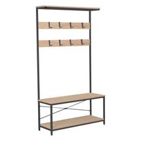 Prieškambario lentyna HEDVIG 100x36xH180cm, pelenų/juoda