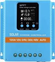 120A saulės energijos įkrovimo valdiklis 12V 24V 36V 48V Išmanusis atpažinimo LCD ekranas Išmanusis akumuliatoriaus reguliatorius Maksimalus 100V įėjimas Dviguba USB jungtis švino rūgšties / ličio akumuliatoriui