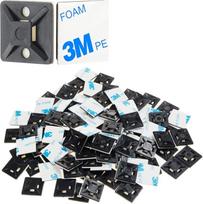 25 mm x 25 mm lipnūs kabelių kaklaraiščių laikikliai XHF2018, juodos spalvos