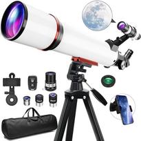 Astronominis teleskopas suaugusiesiems, 90 mm diafragma, 600 mm refrakcinis teleskopas, nešiojamasis astronominis refraktoriaus teleskopas, visiškai daugiasluoksnis, didelio pralaidumo, su trikoju