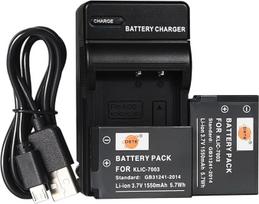 DSTE KLIC-7003 ličio jonų akumuliatorius (2 vnt.) ir mikro USB įkroviklis Tinka "Kodak EasyShare" M381, M420, V1003, V803, Z950, M380, E1030, E1040, E1050TW, E1240, E1250TW, E850 0GE, H8 55 - 8,4 V DC, 500 mA