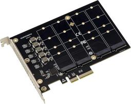 KALEA-INFORMATIQUE M2 PCIe 3.0 x4 valdiklio kortelė, skirta 4 M.2 NVMe M Key SSD diskams, veikia be skirstymo režimo