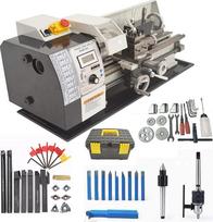 Mini tekinimo staklės Metalinis stendas 900W 50-2500RPM Kintamas greitis 38mm suklio per skylę 125mm skersmens griebtuvas, skirtas tiksliam modelių apdirbimui ir mėginių gamybai