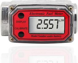 Turbininis vandens skaitiklis, 1 colio Npt skaitmeninis elektroninis srauto matuoklis 120 L/min skysčių srauto matuoklis 0-99999 Degalų srauto matuoklis dyzelinui, žibalui, benzinui (raudonas)