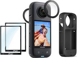 X3 priedų rinkinys, skirtas "Insta360 X3", objektyvo apsauga, lipnus ir silikoninis fotoaparato dangtelis ir ekrano apsauga